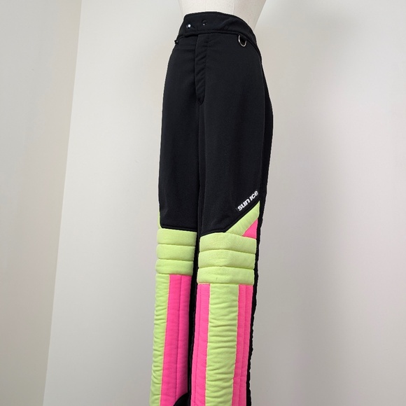 80s Sunice Snow Ski Pants Neon Vintage Retro Padded High Waisted - Picture 3 of 13